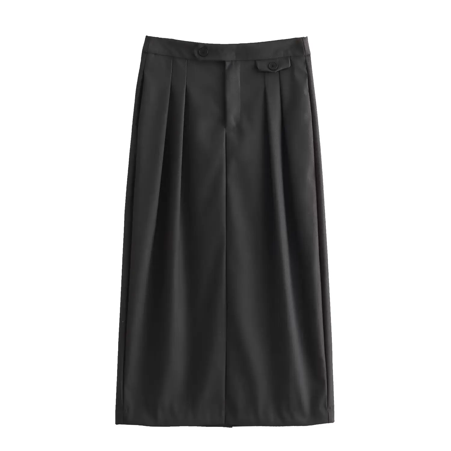 

2025 WOMAN Fashion European and American Style Autumn New Casual Pocket Skirt Retro High Waist Rear Split Overskirt Muje