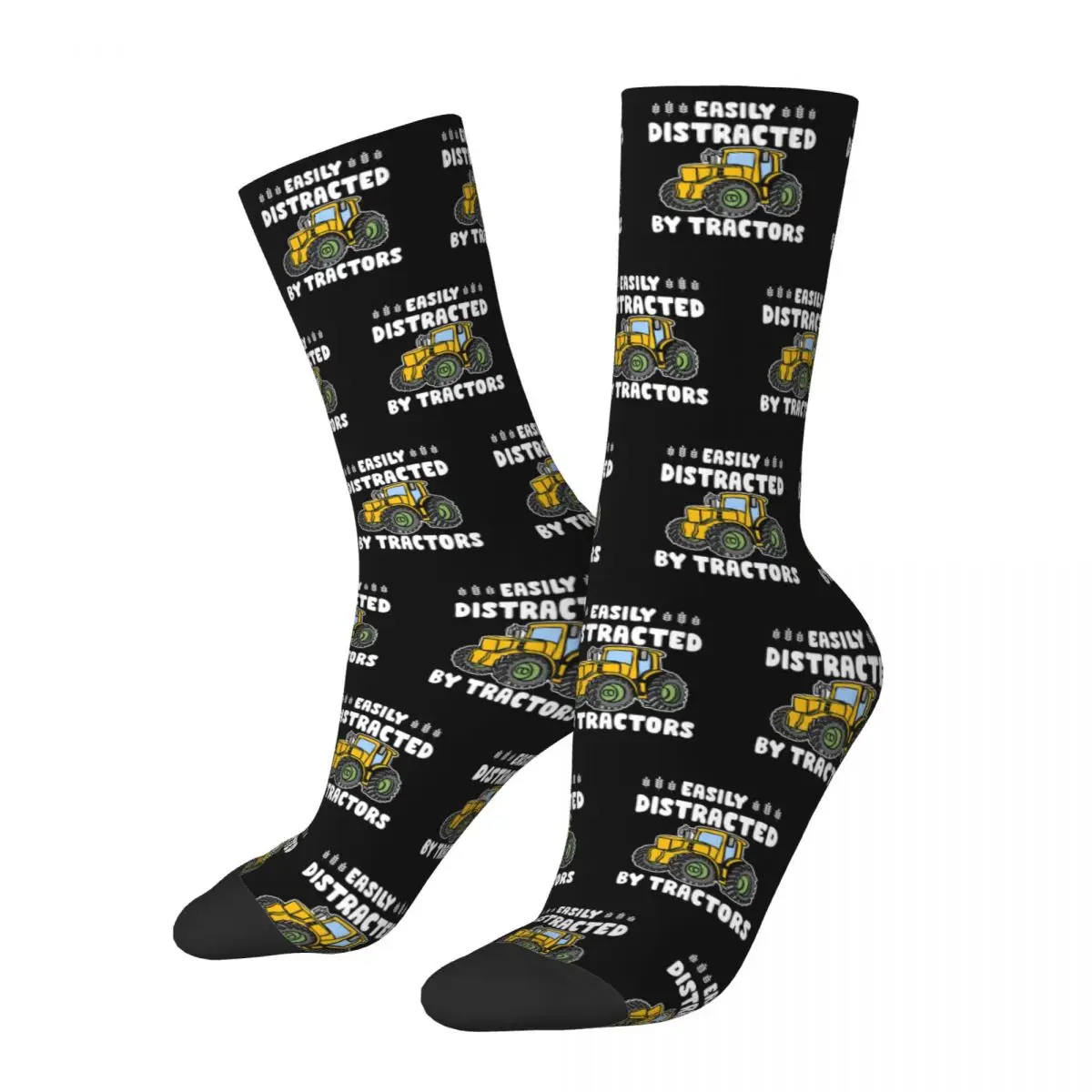 

Tractor Yellow Distracted By Tractors Gift Men Women Happy Socks Windproof Novelty Spring Summer Autumn Winter Stockings Gift