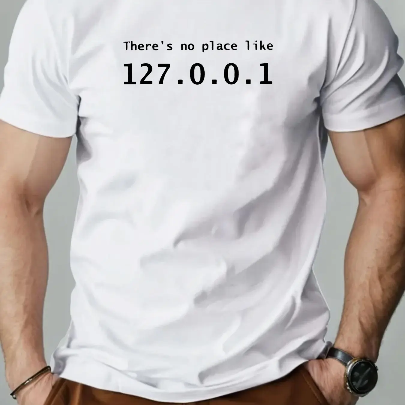 

Мужская футболка с рисунком 127.0.0.1 — красная повседневная футболка со смелым принтом, круглым вырезом, короткими рукавами, мужская одежда обычного кроя, удобная