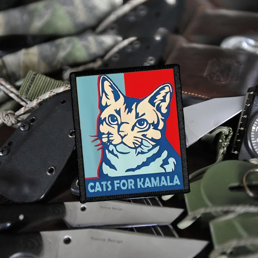 Tactical Patch CATS FOR KAMALA Morale Badge Military Armband Printed Hook and Loop Patches for Clothing Backpack Sticker