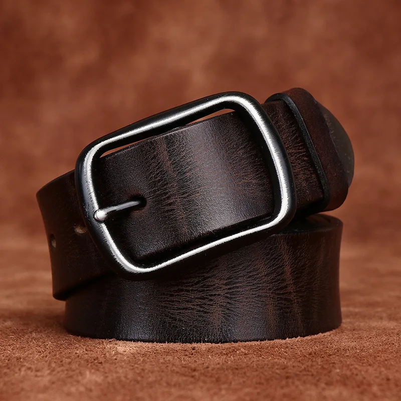 3.8CM Men High Quality Genuine Leather Belt Luxury Pin Buckle Belts Thick Cowskin Fashion Vintage Strap Male Jeans for Man - Image 2