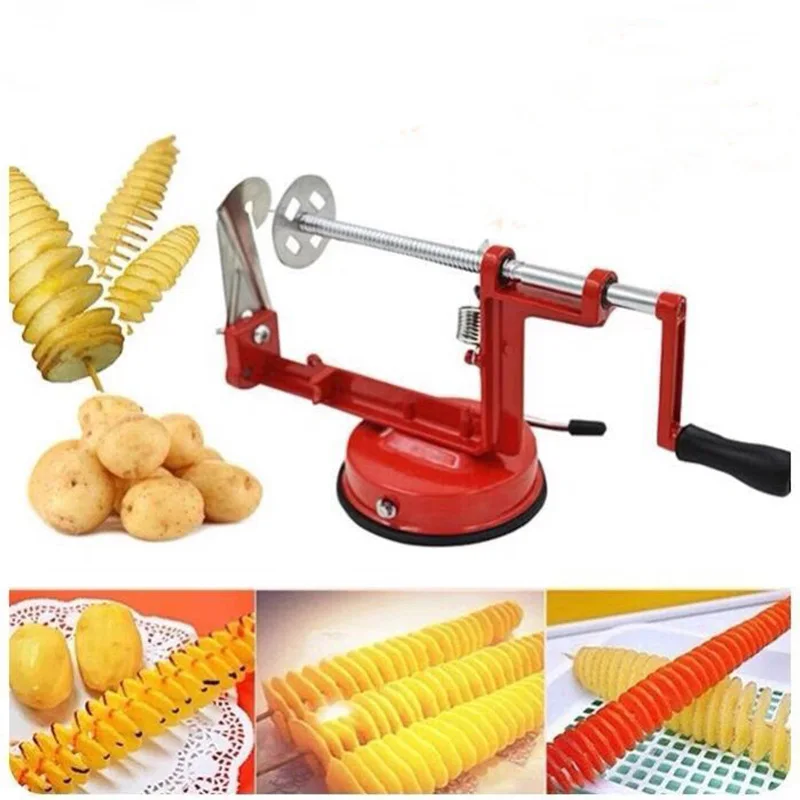 Home Manual Potato Tower Machine,Stainless Steel Hand Crank Rotary Potato Chip Machine,Kitchen Multi-function Rotary Crisp Maker