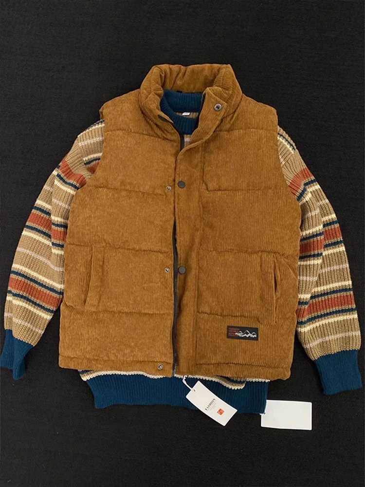 

Corduroy Vest Men's Thiened Warm Autumn Winter Jaet American Retro Casual Svel Jaet Youth ular Loose Fit Vest