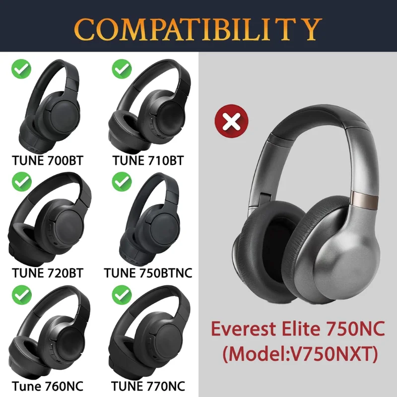 Replacement Earpads for JBL TUNE 700BT 710BT 750BTNC Soft Foam Ear Cushions Earbuds Cover Earmuffs Headset Headphones Accessorie image 4