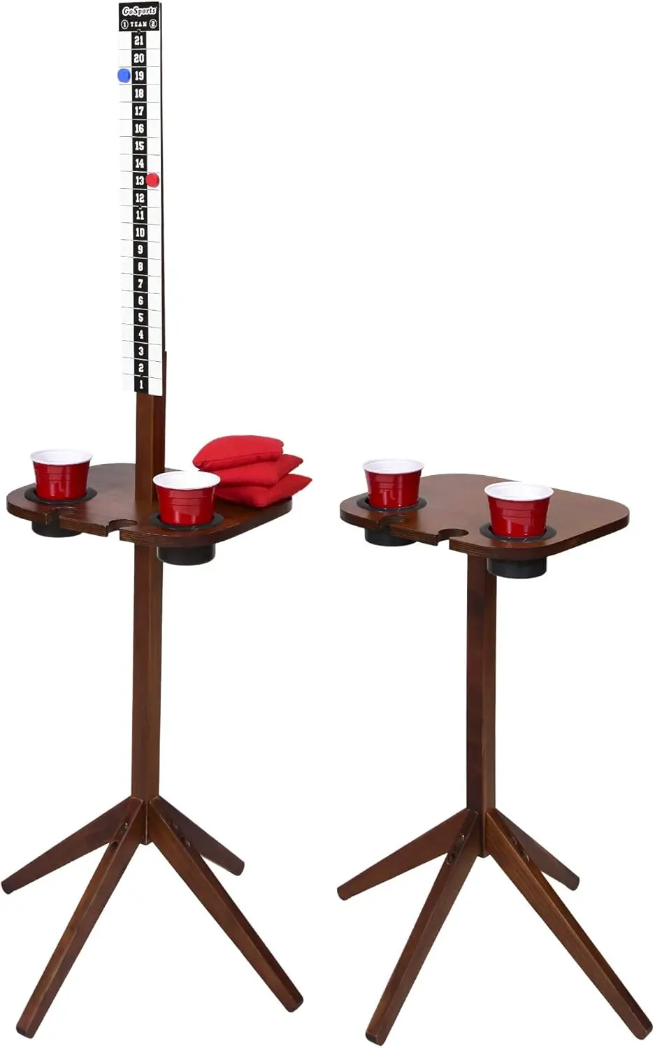 Set of 2 Outdoor Scoreboard Tables with Drink Holders - Perfect Score Tracker Accessory for Backyard Cornhole and Yard Games