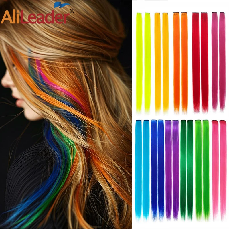 

Synthetic Ombre Clip On Hair Extension 57Color Long Straight Hair Extension Clip In Hairpieces High Temperature Faber Hair Piece