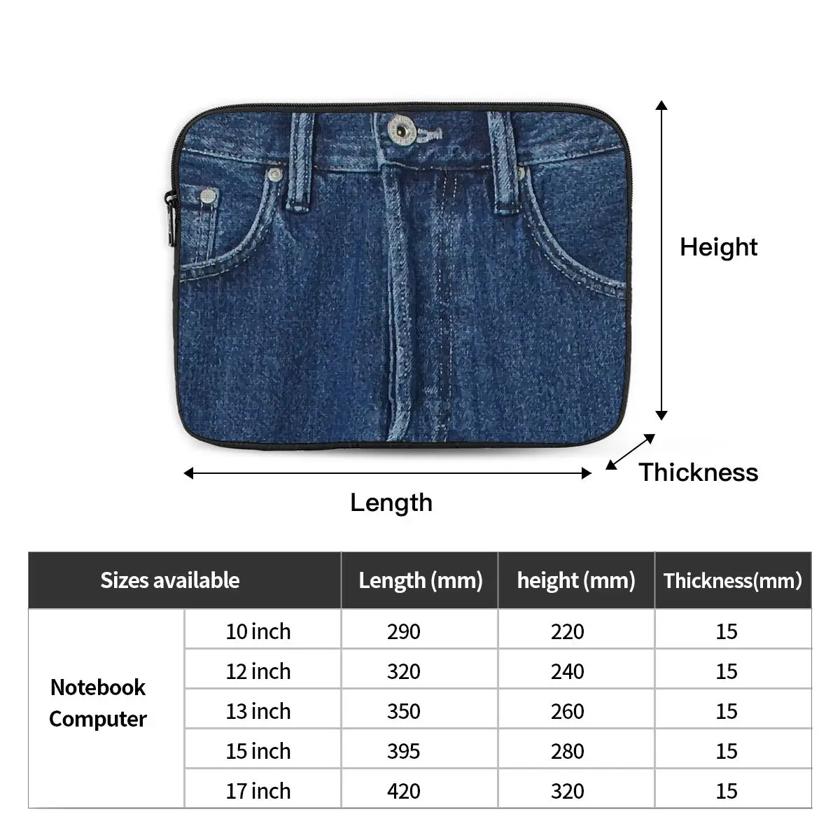 Blue Denim Classic Jeans Texture Notebook Laptop Bag Case Pouch For Macbook Air Pro Tablet Shockproof Case Bag
