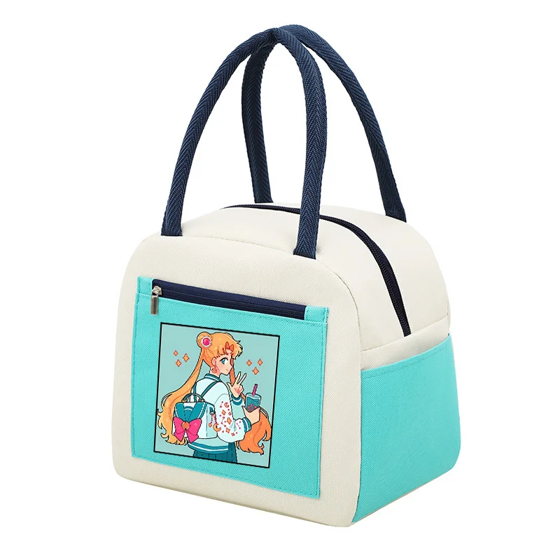 Sailor Moon Lunch Bag Cartoon Insulated Meal Storage Pack Office Student Supplies Thermal Handbag for Girls Travel Portable Bags