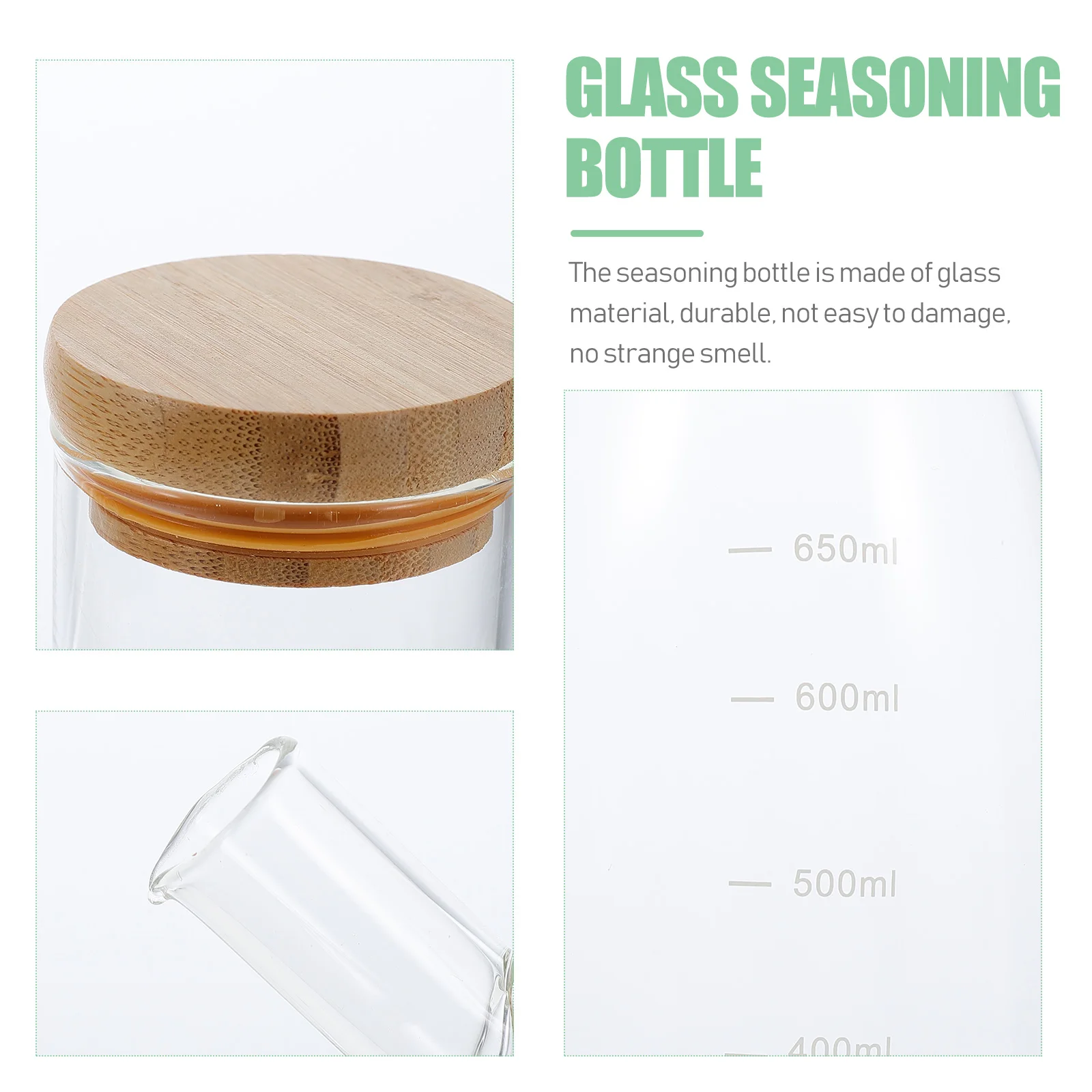 

Glass Oil Bottle Bamboo Lid for Kitchen Home Bar Restaurant Party Vinegar Soy Sauce Dispenser Storage Container