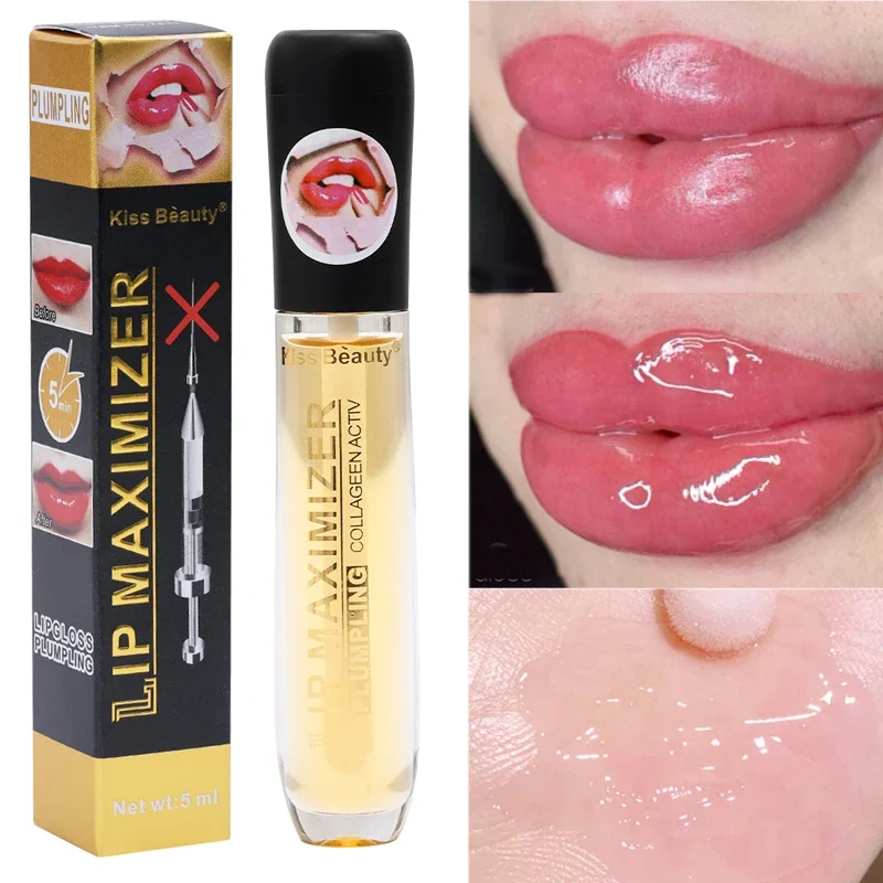 5ml Transparante Hydraterende Lip Olie Plumping Repareren Verminderen Lip Fijne Lijn Glans Fleuren Voeden Lip Serum Make-Up Cosmetica