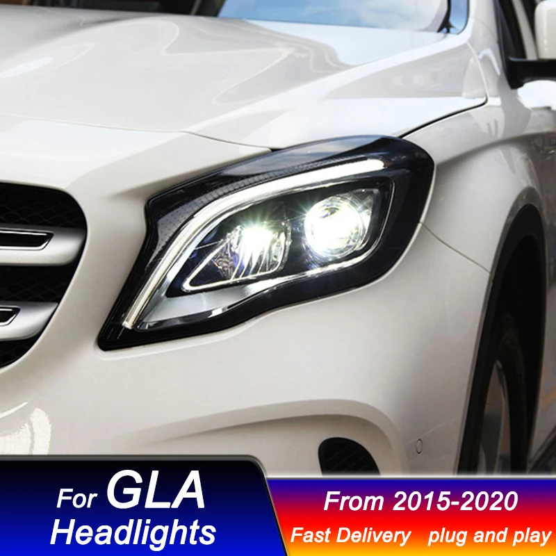 

Автомобильные светодиодные фары для Mercedes-Benz GLA 2015-2020 до высокого стиля, полностью светодиодные DRL, динамическая сигнальная лампа, передний фонарь в сборе