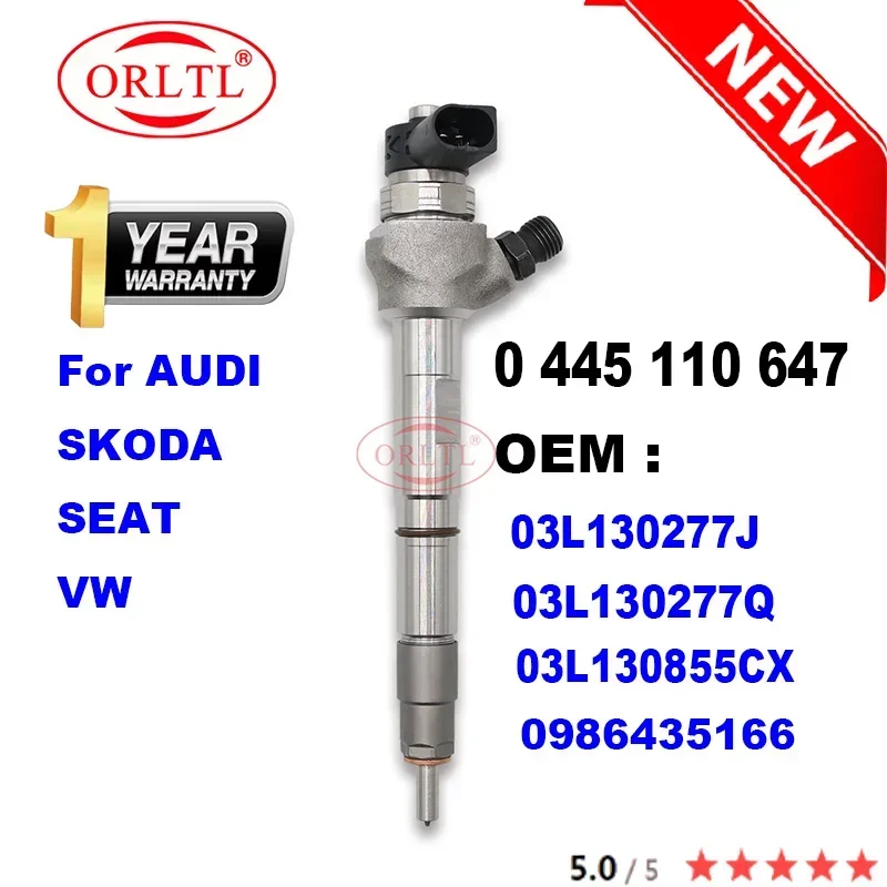 ORLTL 0445110647 03L130277J Diesel Injector Euro5 0 445 110 647 03L130277Q For AUDI SKODA SEAT VW 03L130855CX 0986435166