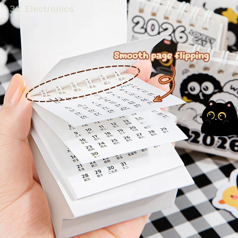 

2PCS Random Mini 2026 Calendar Portable Supplies Calendar Monthly Planner Desk Cute Cat Office School Accessories Decor Record