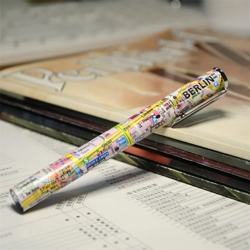 

Lovely Benovel Berlin Map Fountain Pen Metal Ballpoint Pen 0.6mm Nib Calligraphy Pen Luxury Office Supplies Writing Pens