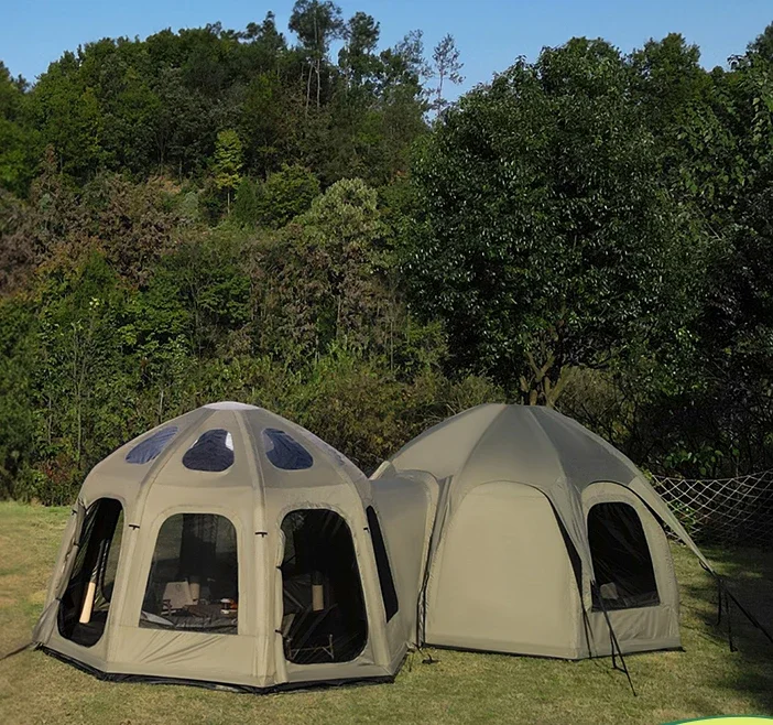 Outdoor camping three in one inflatable tent jungle fortress transparent skylight sun protection UPF50+waterproof inflatable