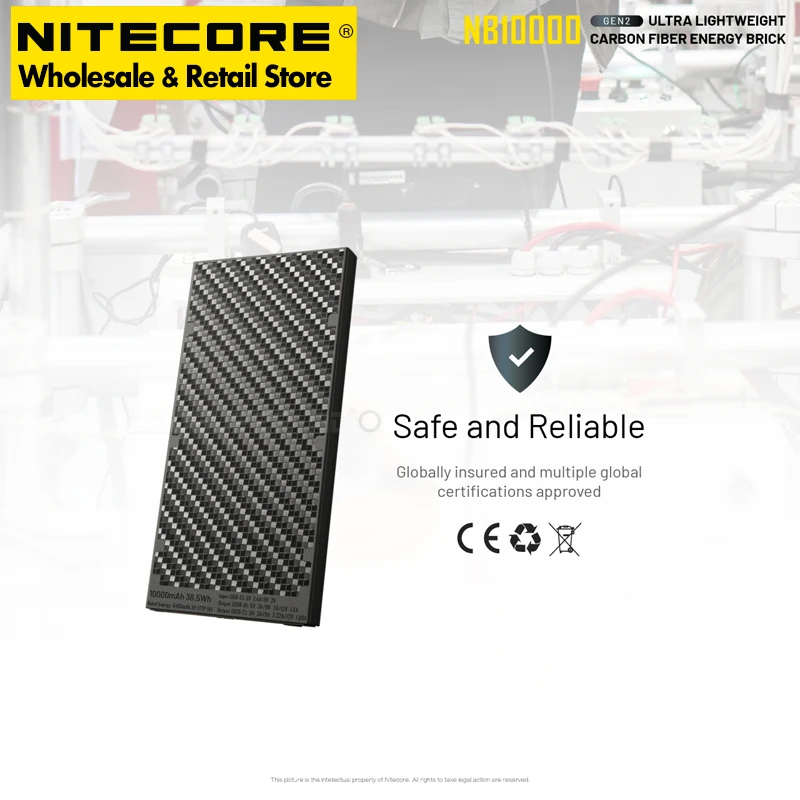 Ultra lekki ładowarka do telefonu z włókna węglowego NITECORE NB10000 GEN2 10000mAh Power Bank z dwukierunkowym wyjściem PD + QC 3.0