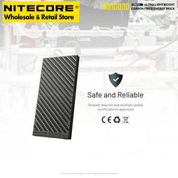 Ultra Lightweight Carbon Fiber Mobile Charger NITECORE NB10000 GEN2 10000mAh Power Bank with Two-way PD + QC 3.0 Output