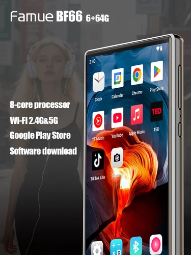 Imagen 2 del producto Famue 1080P Android 13,0 4,7 pulgadas 6G + 64G reproductor MP3/MP4 con Bluetooth y WiFi, hasta 320G HiFi reproducción de música sin pérdidas reacord