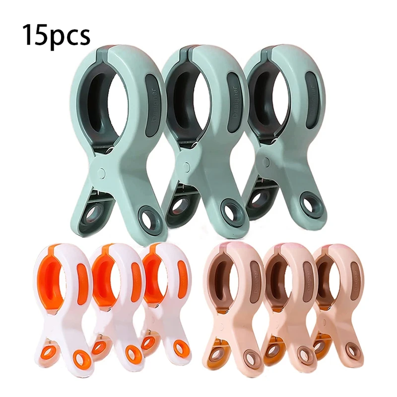 15 Pcs Strong Windproof Clothes Pins Quilt Hanging Clips Reusable Non-Slip Fixed Clothes Pins