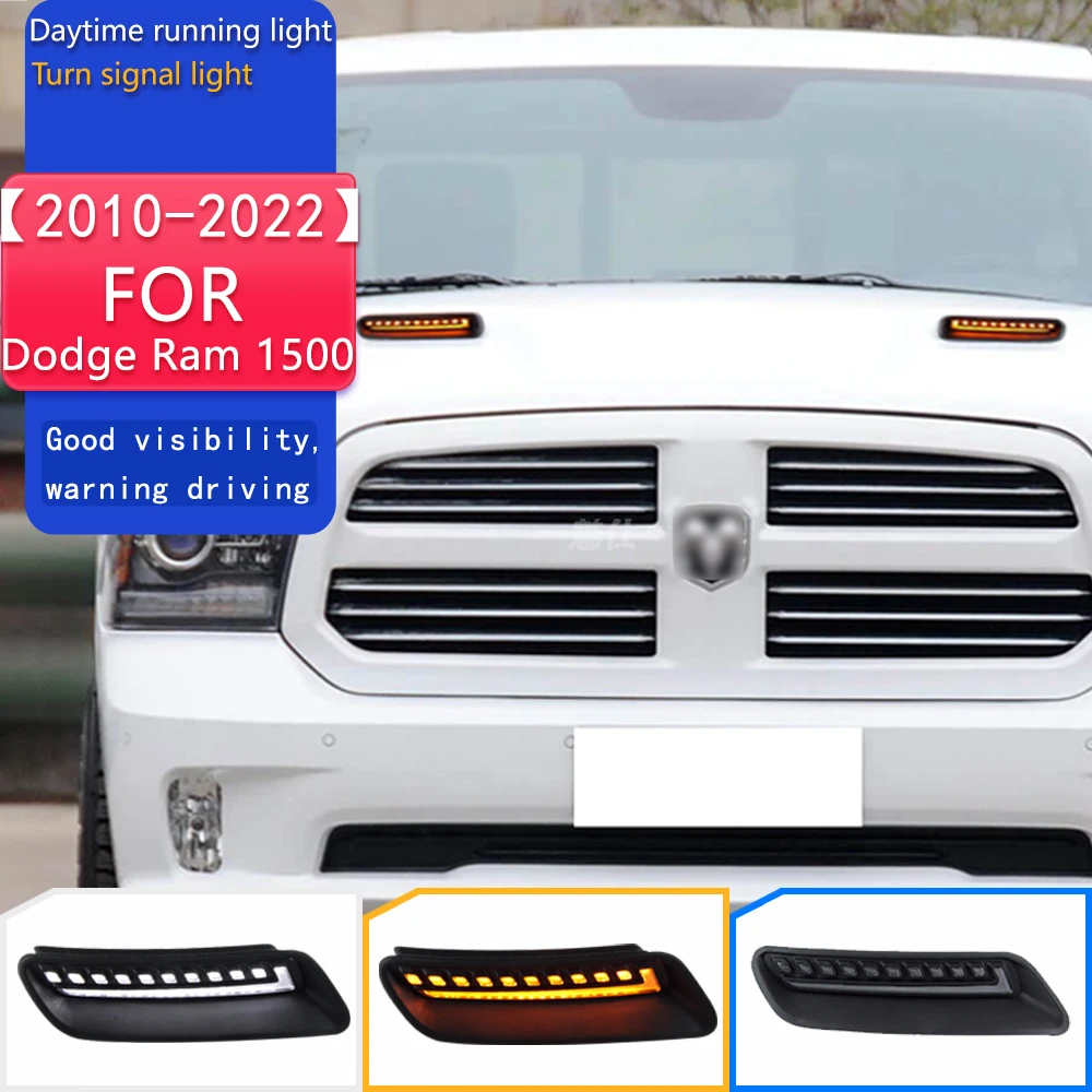 

Car DRL Hood Lamp Side Marker Lights LED Daytime Running Light For Dodge Ram 1500 2010- 2020 Fender Light Dynamic Turn Signal