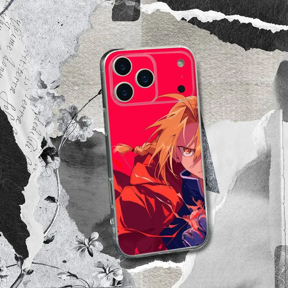 Anime FULLMETAL ALCHEMIST Handyhülle für iPhone 17,16,15,14,13,12,11 Pro,Max,Plus,X,XS,XR,SE4,E Mini Transparent Soft Cover
