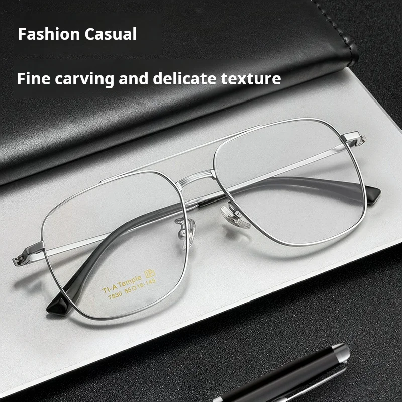 OLLYMURS خفيفة الطيار الرجال النظارات موضة ريترو التيتانيوم شعاع مزدوج البصرية وصفة طبية النظارات إطارات النساء T830T