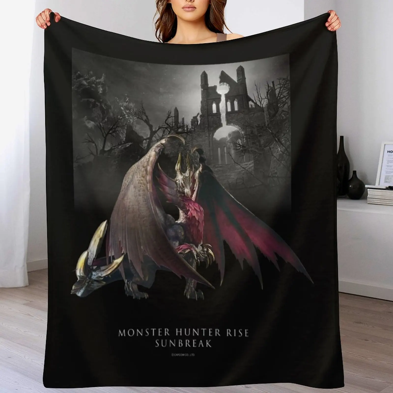 

MONSTER HUNTER RISE_SUNBREAK Malzeno Throw Blanket Spring Fall Cozy Throw Blanket for Couch