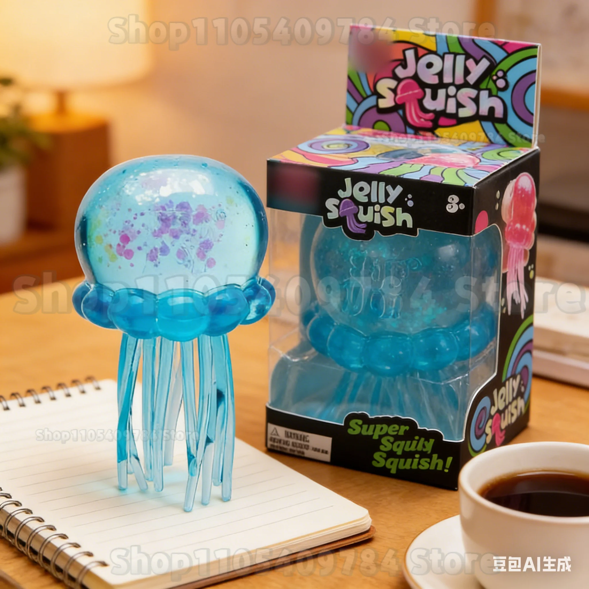 

Nee Doh Jelly Squish Stress Ball, Cute Jellyfish Squeeze Transparent Glitter Fidget Toy for Kids Adults, Anxiety Relief Sensory