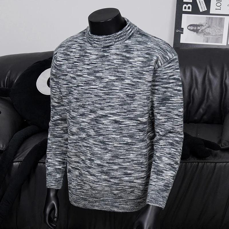 

Мужской свитер с градиентным узором, свитер с круглым вырезом, контрастный повседневный топ с длинными рукавами