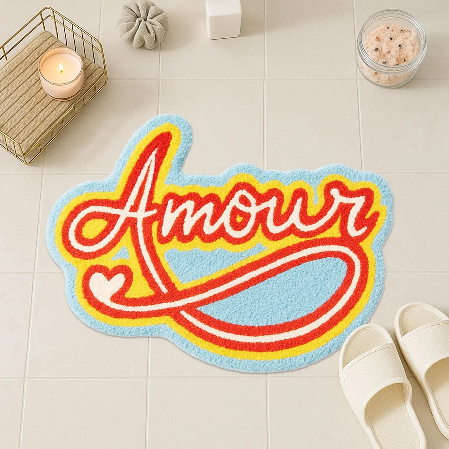 

Милый коврик для ванной Amour для декора ванной комнаты, мягкий впитывающий коврик из микрофибры, который можно стирать в машине, ковер для душевой комнаты