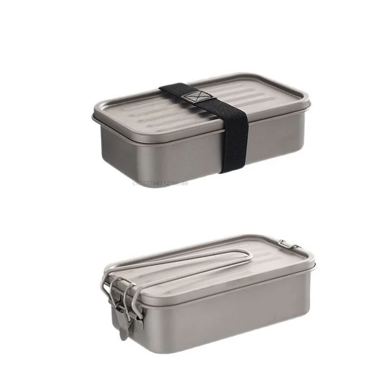Outdoor Pure Titanium Square Lunch Box, Camping Sealed Lunch Box, No Leakage Portable Rice and Instant Noodle Meal Box