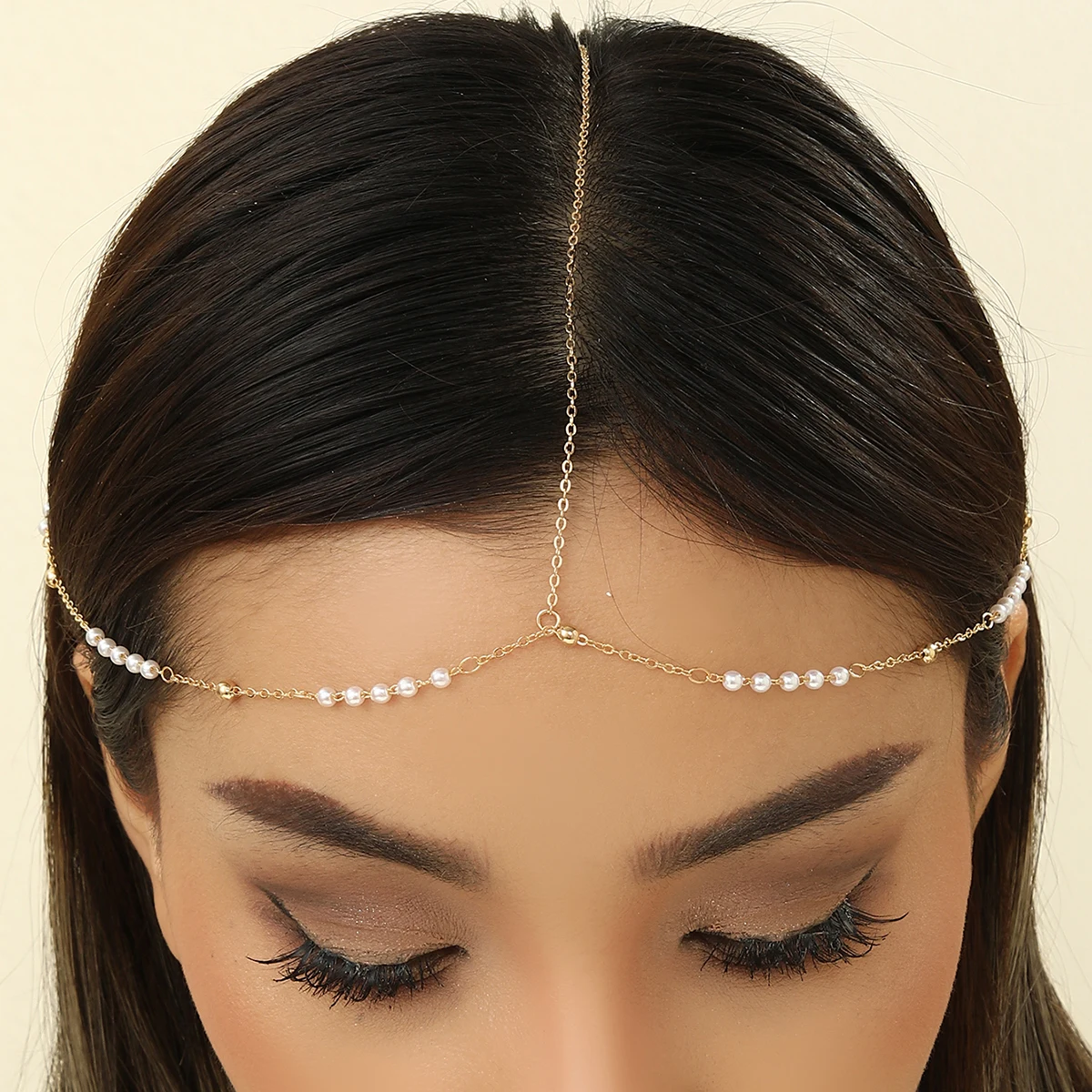 Todorova Boho Imitation Pearls Head Chain Headband Headpiece Bridal Wedding Hair Jewelry Gift