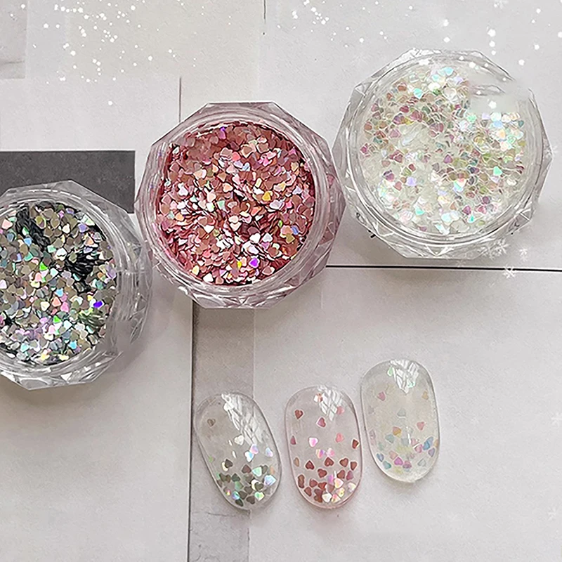 1mm Mini Sparkling Love Nail Glitter Sparkling Heart Nail Decoration Nail Salon Design Cute Accessories DIY Nail Art Design