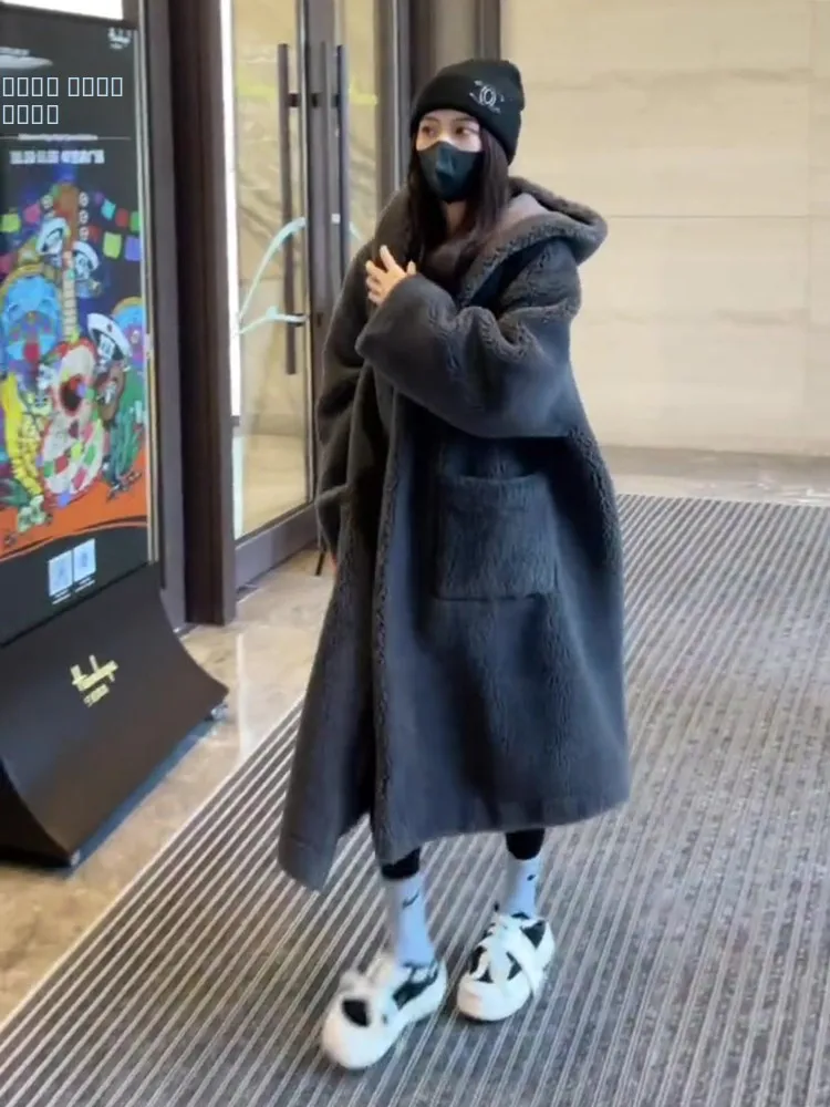 

Новая теплая женская куртка-пальто средней длины с капюшоном в корейском стиле для осени и зимы, модная повседневная хлопковая куртка