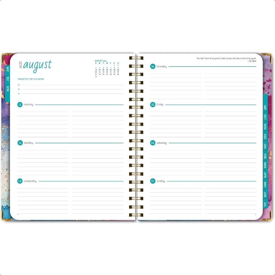 HARDCOVER Anno accademico 20252026: giugno 2025 a luglio 2026 8,5x11 Agenda annuale mensile settimanale giornaliera. Piega tascabile segnalibro