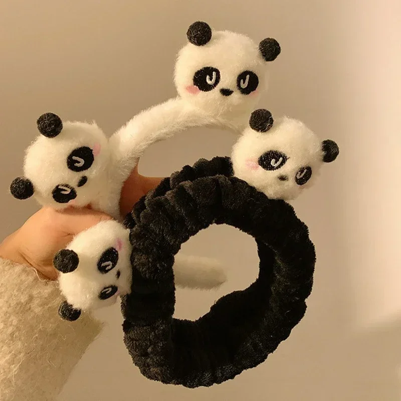 Panda Plush Face Wash Headband Autumn and Winter Hair Tie with Pressure Hair Anti Slip Headband for Women's New Hair Accessories