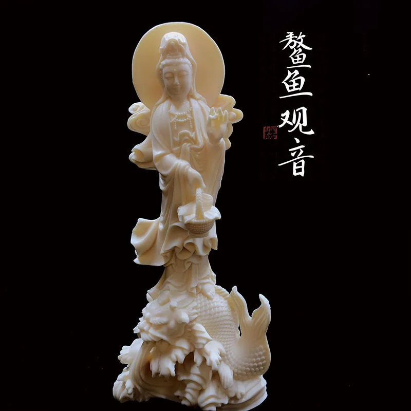 Wholesale Ivory Nut Aoyu Guanyin Figure of Buddha Living Room Home Wood Carving Ornaments Car Crafts Decorations