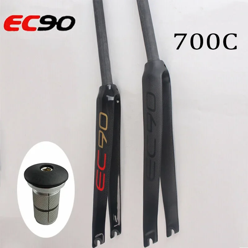 

EC90 Carbon Fiber Fork 1-1/8" Super Light Front Fork Matt/Gloss Rigid Fork Disc Brake Fixed Gear Straight Tube Hard Bike Part