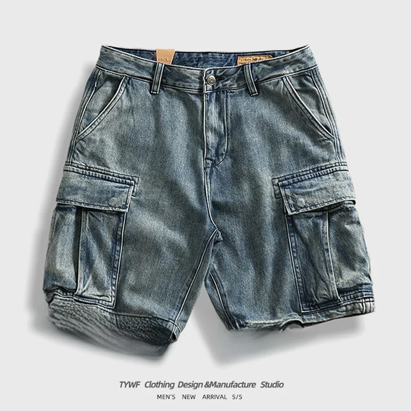 

Классическая американская рабочая одежда, винтажные мужские джинсовые рта, тяжелые модные летние хлопковые джинсы средней длины с пятью порами