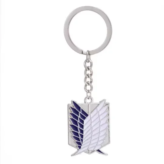 LLavero de ataque a los Titanes Shingeki No Kyojin, colgante de alas de la libertad, llavero de dibujos animados, anillo de cadena, disfraz de Cosplay Vintage