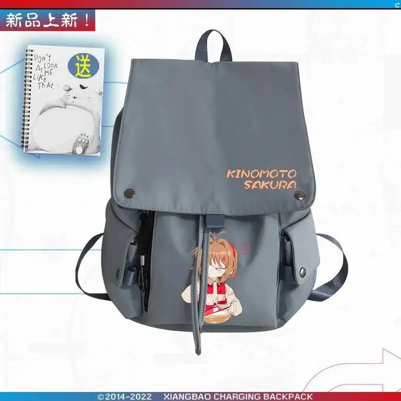 

Anime Game Black White Blue Red Card Captor Kadokyaputa Sakura Teens School Bags Backpacks