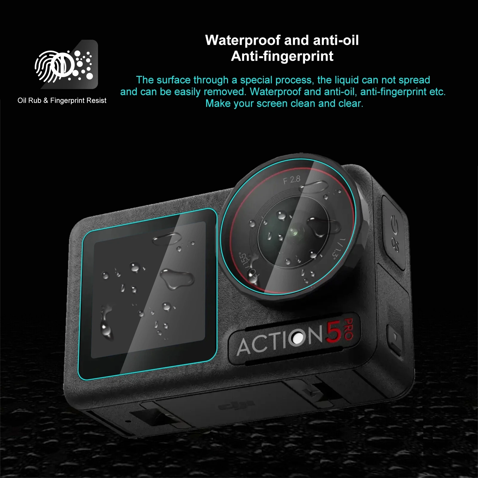 واقي الشاشة الأمامي والخلفي PULUZ ، عدسة 3 في 1 ، زجاج مقسى ، انفجار لـ DJI Osmo العمل 5 Pro