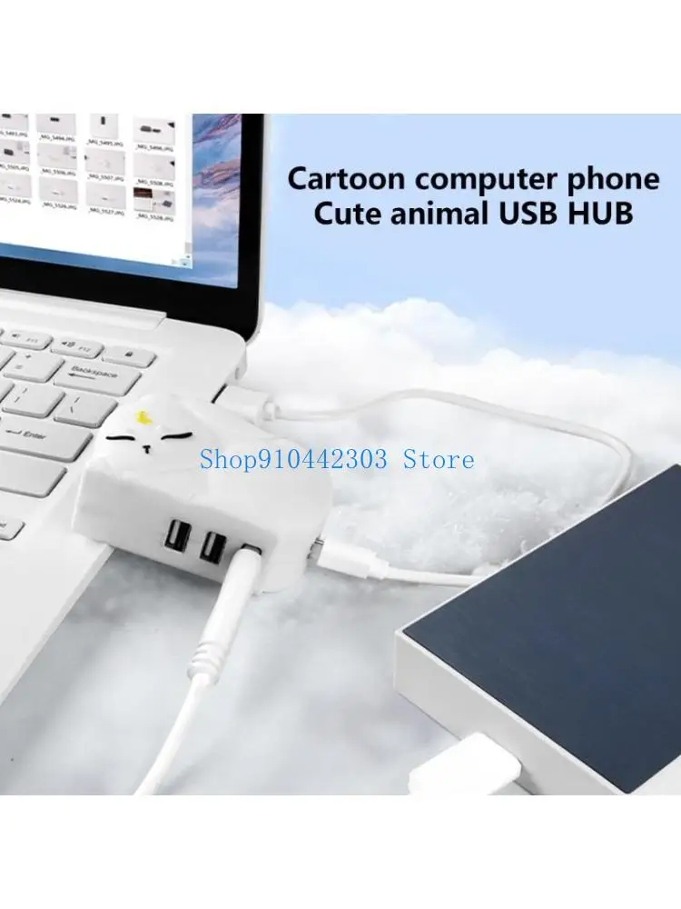 

652F 3 Port Lovely USB2.0 USB Hub Adds Fun and Functionality to Your Desk with Multi Devices Compatible Port