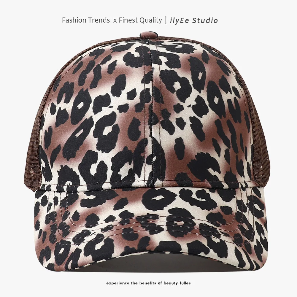 

2025 Headwear new Hat Snapback Sports Trucker Spring Summer Leopard Hardtop Baseball Cap Women Flowing Ponytail Outdoor B7M10