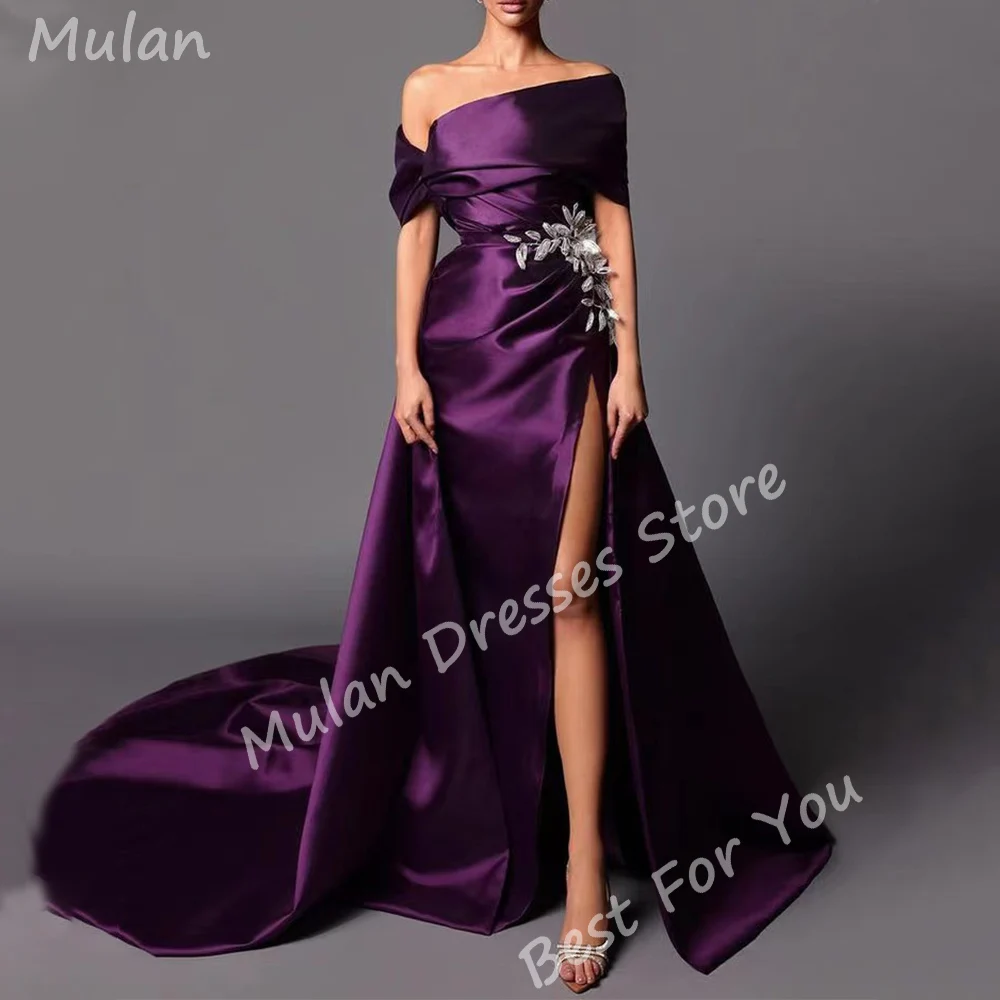 Elegant Long Evening Dresses for Women Satin Floor-Length Mermaid Side Slit Special Events Prom Party Wedding Gala Dress 2024