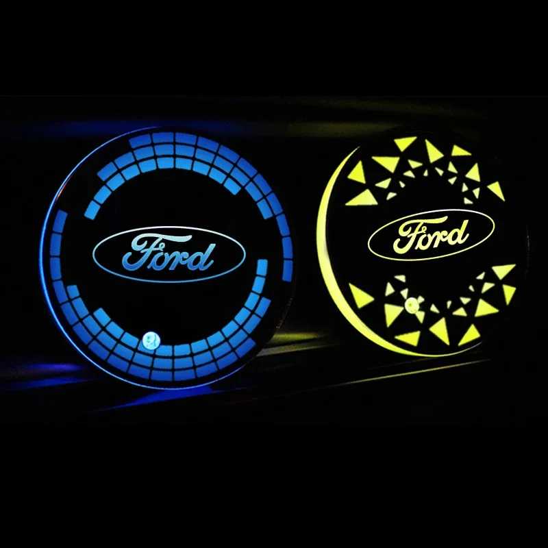 Car LED Coaster Light Water Cup Bottle Holder Mat for Ford Focus 3 MK2 Fiesta MK7 Mondeo Mk4 Fusion Kuga Ranger Accessories