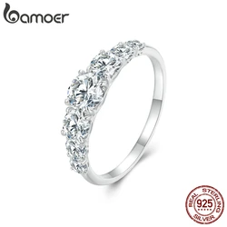 Bamoer D Color VVS1 EX Moissanite pierścionek delikatny diamentowy pierścionek laboratoryjny 925 Sterling Silver dla kobiet zaręczynowa biżuteria ślubna