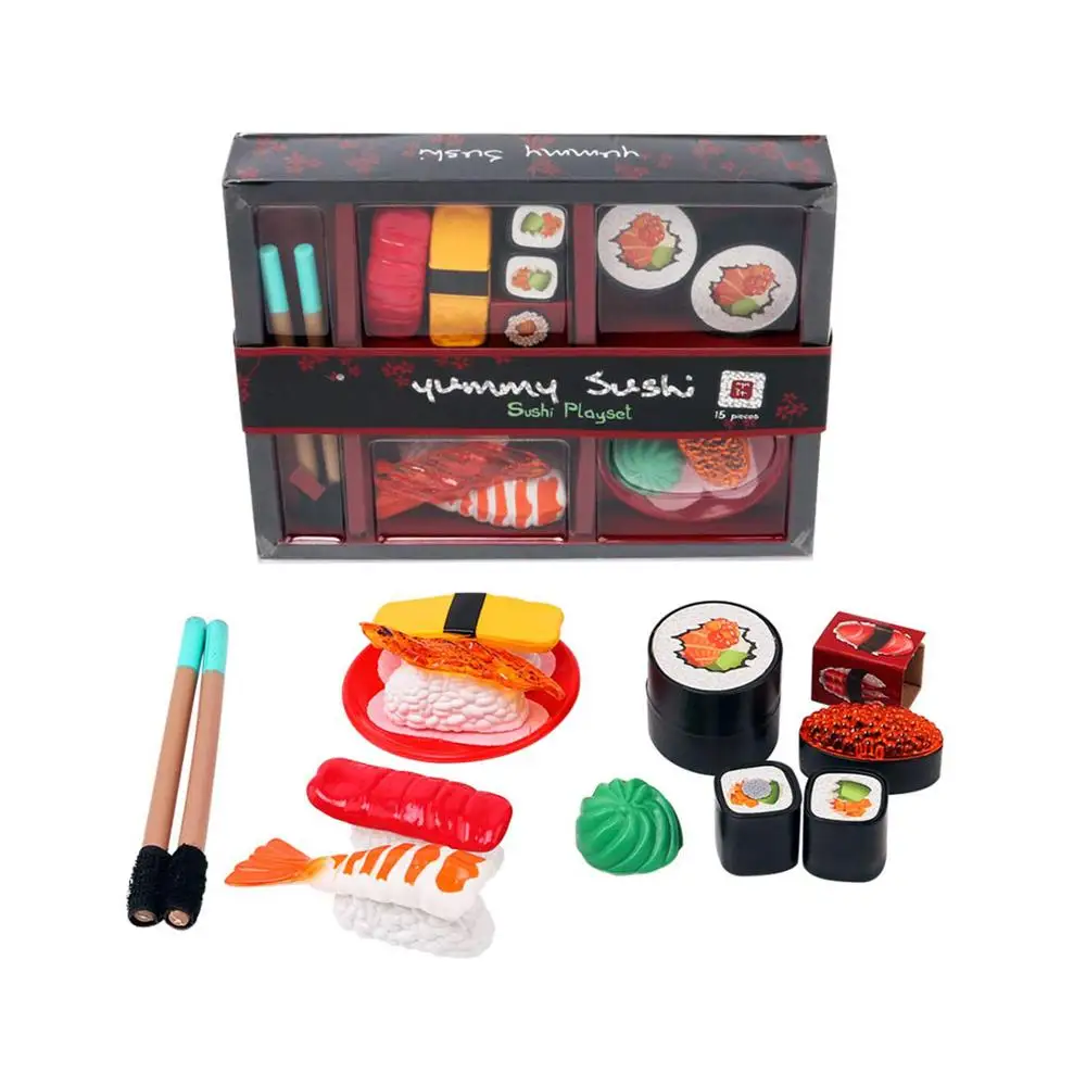 Japanese Sushi Bento Box Pretend Play Food Set  Cutting Set for Kids Kitchen Role Play