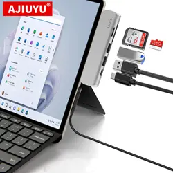 AJIUYU Type C HUB USB C to Multi USB3.0 HDMI Adapter Dock For Microsoft Surface Pro 9 8 Pro9/8 Laptop 5 4 Type-c 3.1 6 in 1 Port