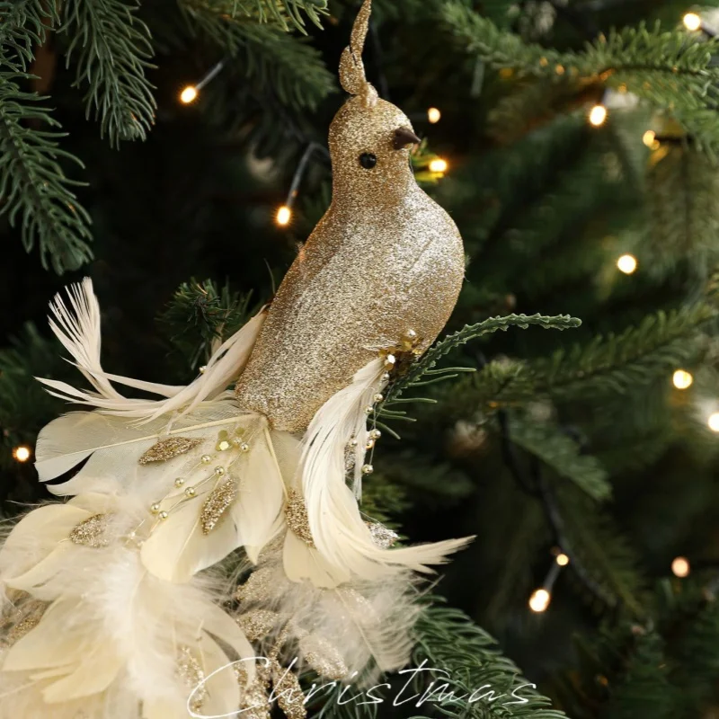 

Christmas Tree Decor Bird Colorful Feather Simulation Bird Gardening Tree Branch Decoration Props Decoration Bird Scene Hangings